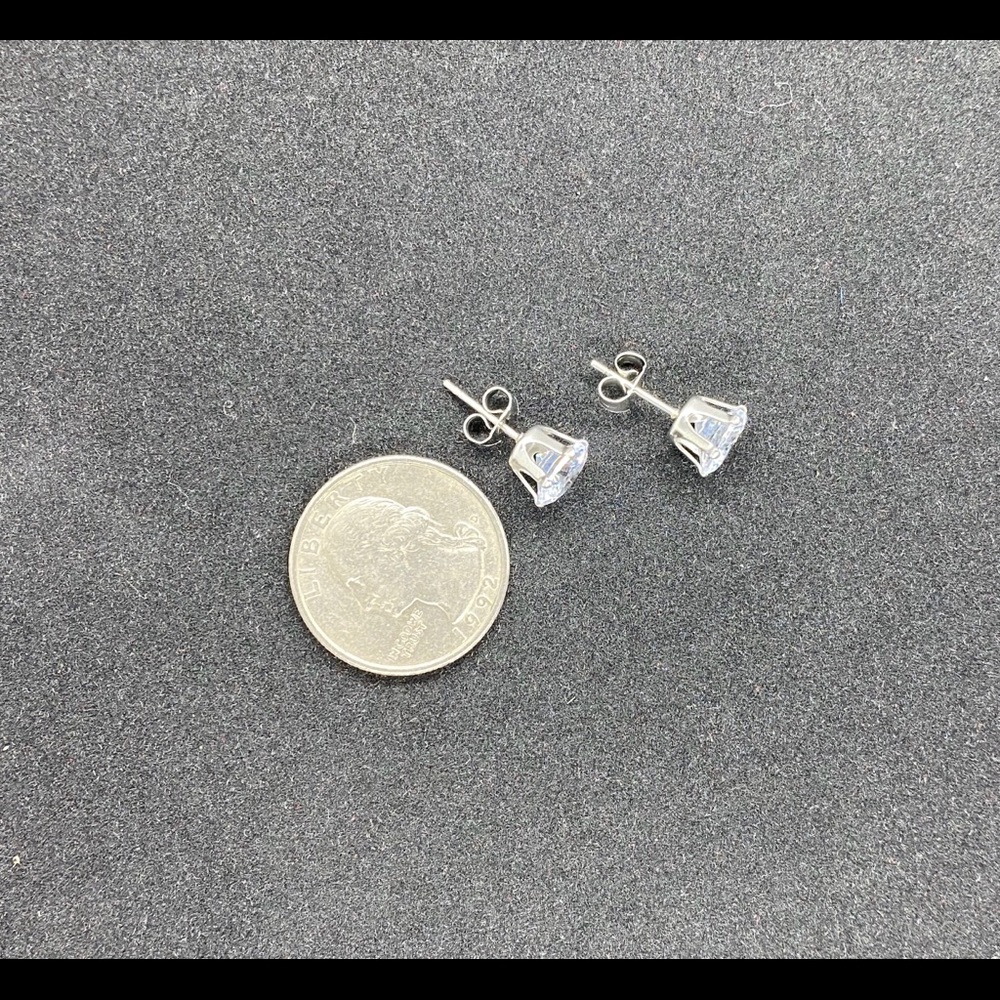 Two Pairs 8mm Cubic Zirconia Earrings - Picture 5 of 10